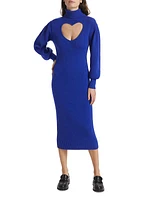 Heart Cut-Out Knit Midi-Dress