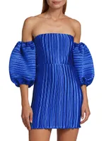 Sirene Pleated Off-The-Shoulder Minidress