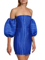 Sirene Pleated Off-The-Shoulder Minidress