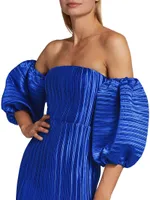 Sirene Pleated Off-The-Shoulder Minidress