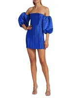 Sirene Pleated Off-The-Shoulder Minidress