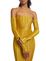 Gatsby Pleated Off-The-Shoulder Gown