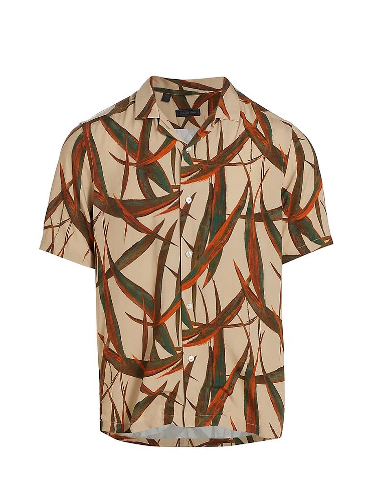 COLLECTION Aloe Leaf Print Camp Shirt