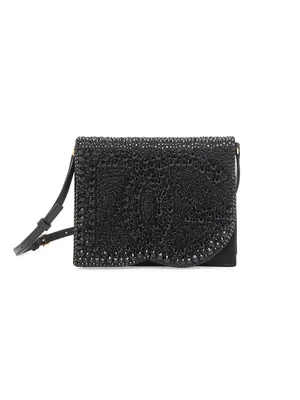 DG Flap Embellished Leather Crossbody Bag