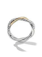 Petite Infinity Band Ring Sterling Silver with 14K Yellow Gold