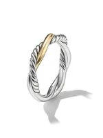 Petite Infinity Band Ring Sterling Silver with 14K Yellow Gold