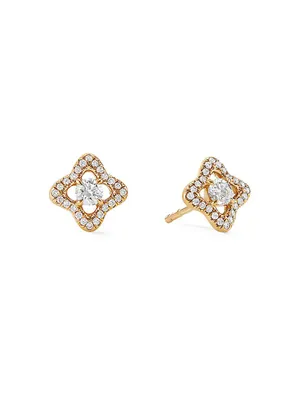 Venetian Quatrefoil Earrings with Diamonds in 18K Yellow Gold