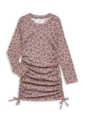 Little Girl's & Leopard Print Ruched Dress
