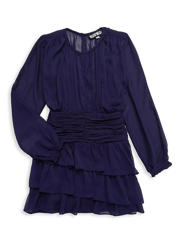 Girl's Morgan Pleated Ruffle Dress