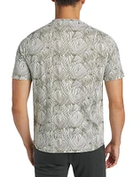 Slim-Fit Line Leaf Print T-Shirt