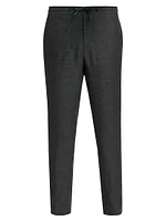 Slim-Fit Drawcord Cropped Linen Pants