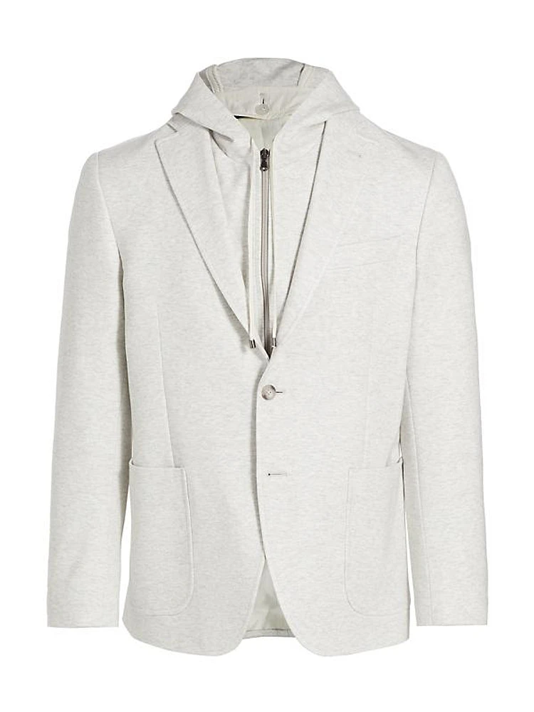 Slim-Fit Hooded Knit Blazer