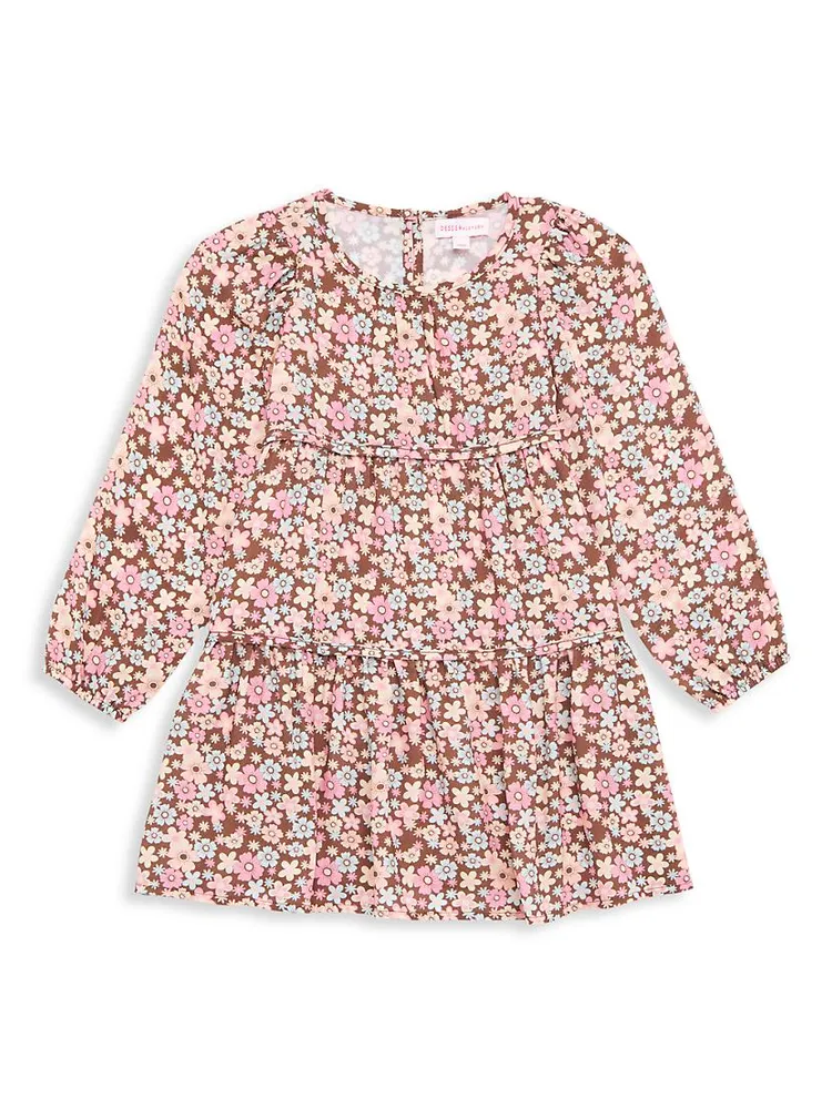 Little Girl's Floral Zip-Back Tiered Dress