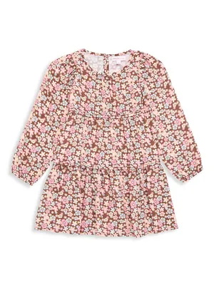 Little Girl's Floral Zip-Back Tiered Dress