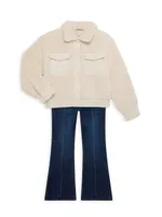 Girl's Faux Sherpa Button-Front Jacket