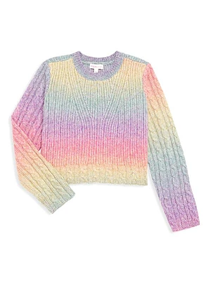 Girl's Gradient Cable Knit Sweater