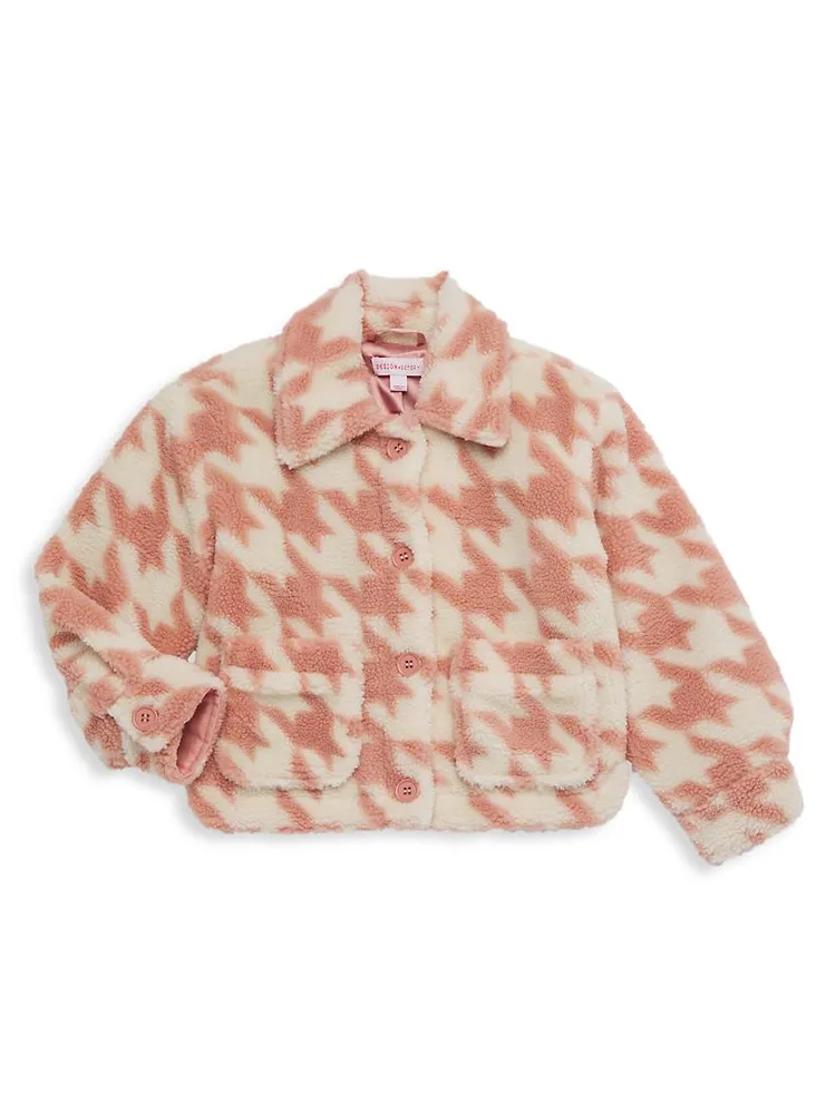 Little Girl's Houndstooth Sherpa Jacket