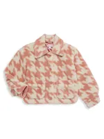 Little Girl's Houndstooth Sherpa Jacket