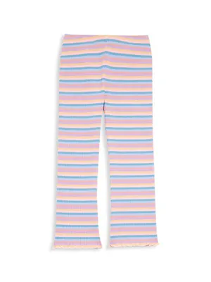 Girl's Striped Cotton Ribbed Pants