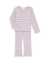 Girl's Striped Cotton Ribbed Pants