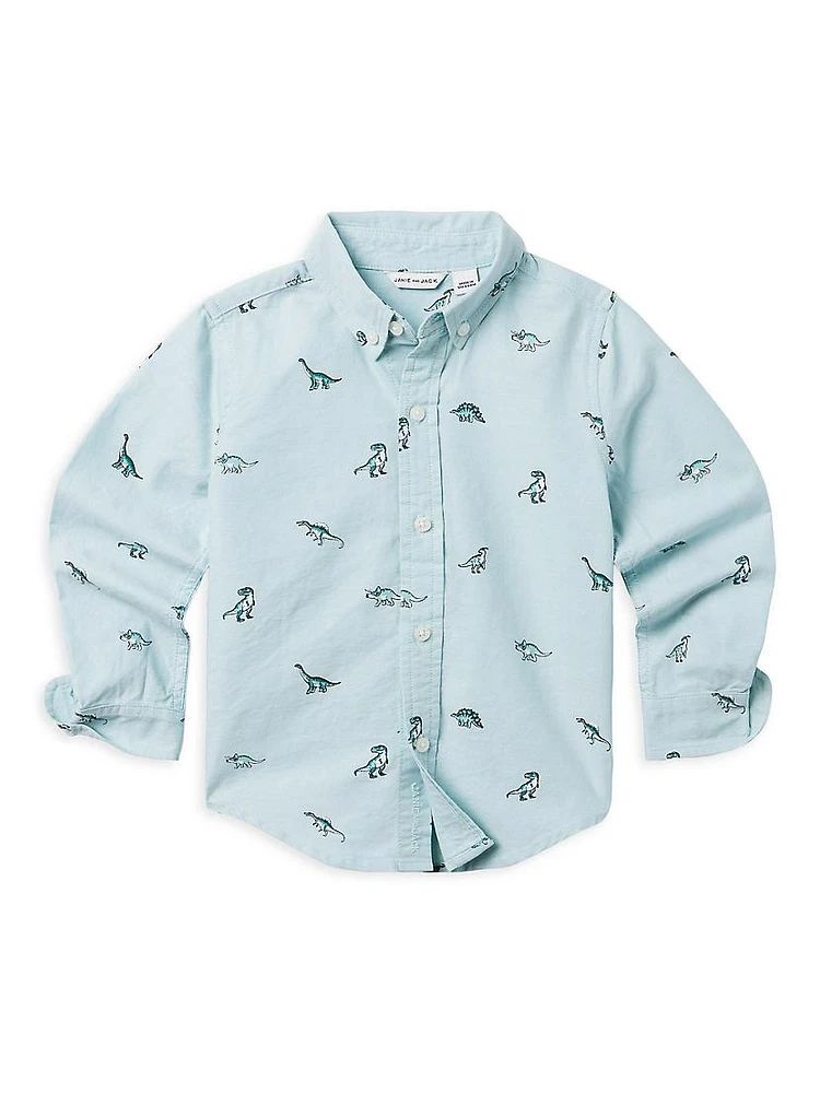 Little Kid's Dinosaur Print Oxford Shirt