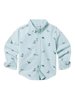 Little Kid's Dinosaur Print Oxford Shirt