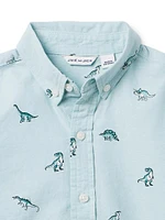 Little Kid's Dinosaur Print Oxford Shirt