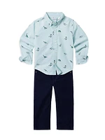 Little Kid's Dinosaur Print Oxford Shirt