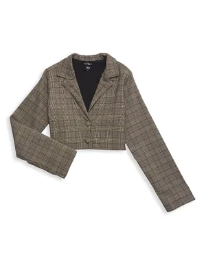 Girl's Glen Plaid Crop Blazer