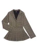 Girl's Glen Plaid Crop Blazer