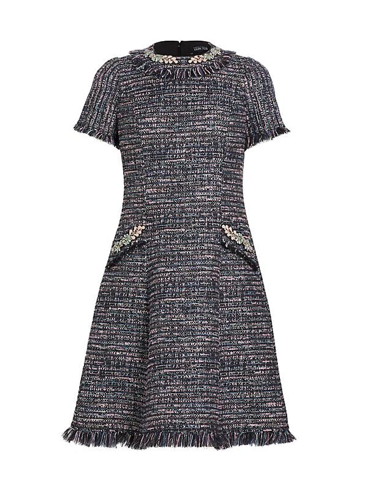 Tweed Short-Sleeve Dress