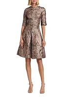 Metallic Jacquard Mini-Dress