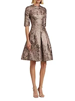 Metallic Jacquard Mini-Dress