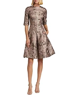 Metallic Jacquard Mini-Dress