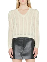 Cashmere Pointelle Cable-Knit Sweater