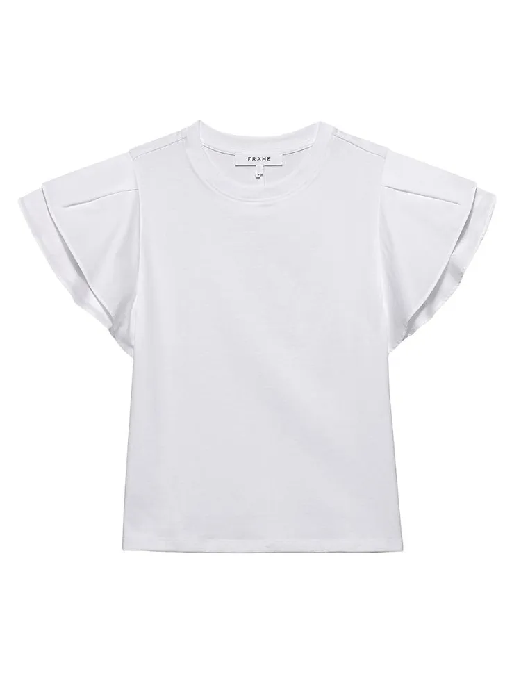 Cotton Puff-Sleeve Crewneck T-Shirt