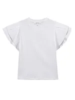 Cotton Puff-Sleeve Crewneck T-Shirt