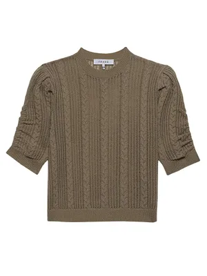 Frame Cashmere Pointelle Cable-Knit Sweater