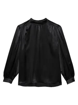 Silk Mockneck Blouse