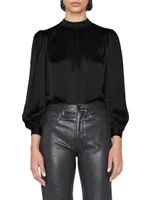 Silk Mockneck Blouse