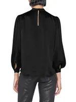 Silk Mockneck Blouse