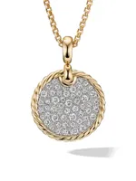 DY Elements Disc Pendant in 18K Yellow Gold with Pavé Diamonds