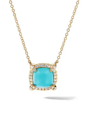 Petite Chatelaine® Pavé Bezel Pendant Necklace in 18K Yellow Gold with Diamonds
