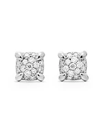 Petite Chatelaine Stud Earrings in 18K White Gold with Pavé Diamonds, 5mm