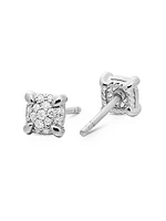 Petite Chatelaine Stud Earrings in 18K White Gold with Pavé Diamonds, 5mm