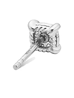 Petite Chatelaine Stud Earrings in 18K White Gold with Pavé Diamonds, 5mm