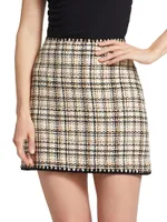 Ohemia Plaid Cotton-Blend Tweed Miniskirt