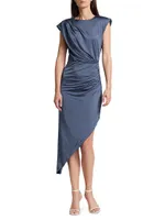 Merrith Ruched Asymmetric Midi-Dress