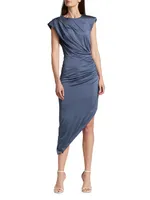 Merrith Ruched Asymmetric Midi-Dress