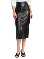 Barrie Vegan Leather Midi-Skirt